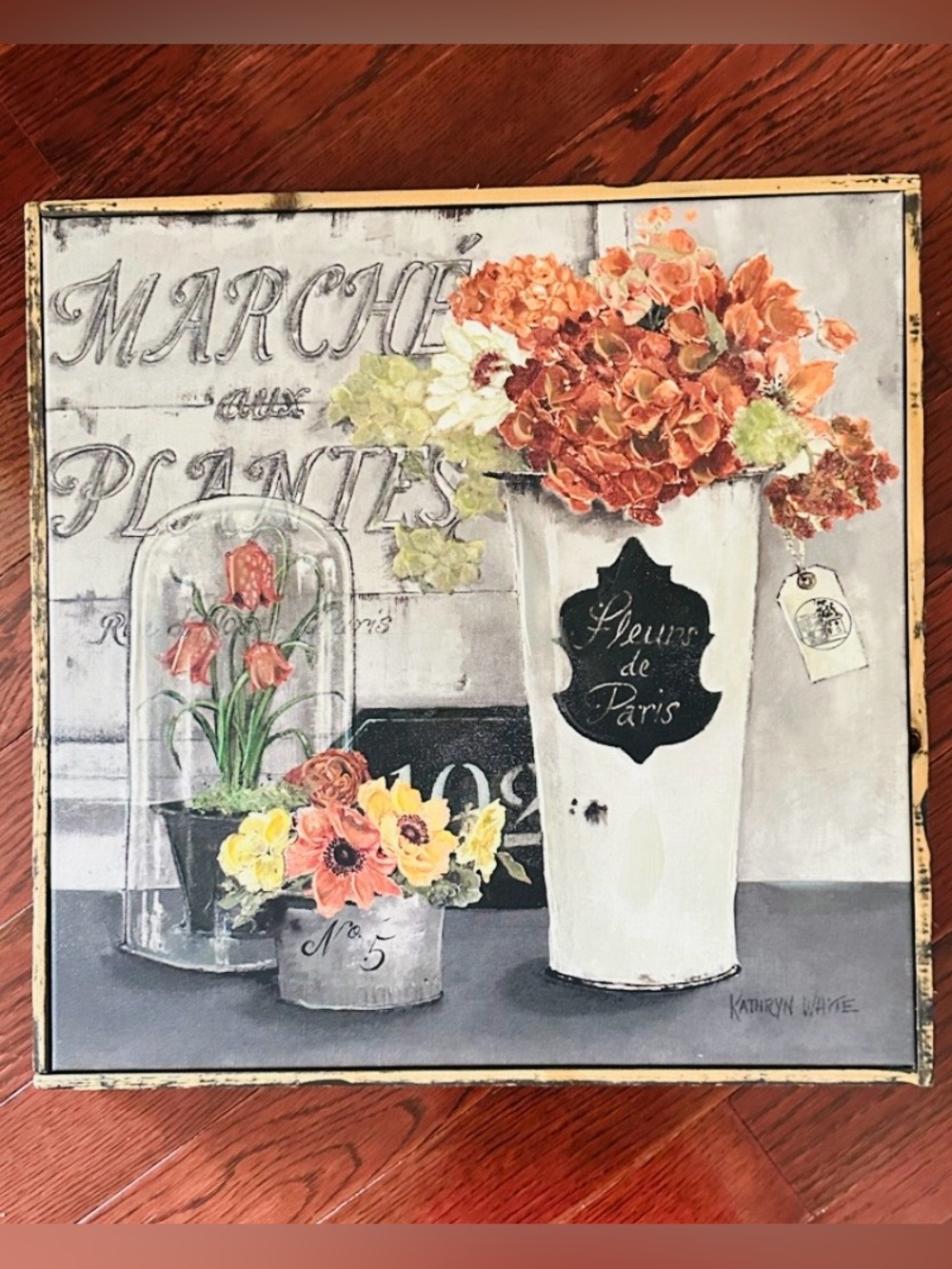 Fleur de Paris Floral Wall Art - Orange and Cream
